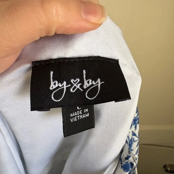 by & by Blue & White Floral Tiered Mini Dress - Juniors - Picture 4 of 4